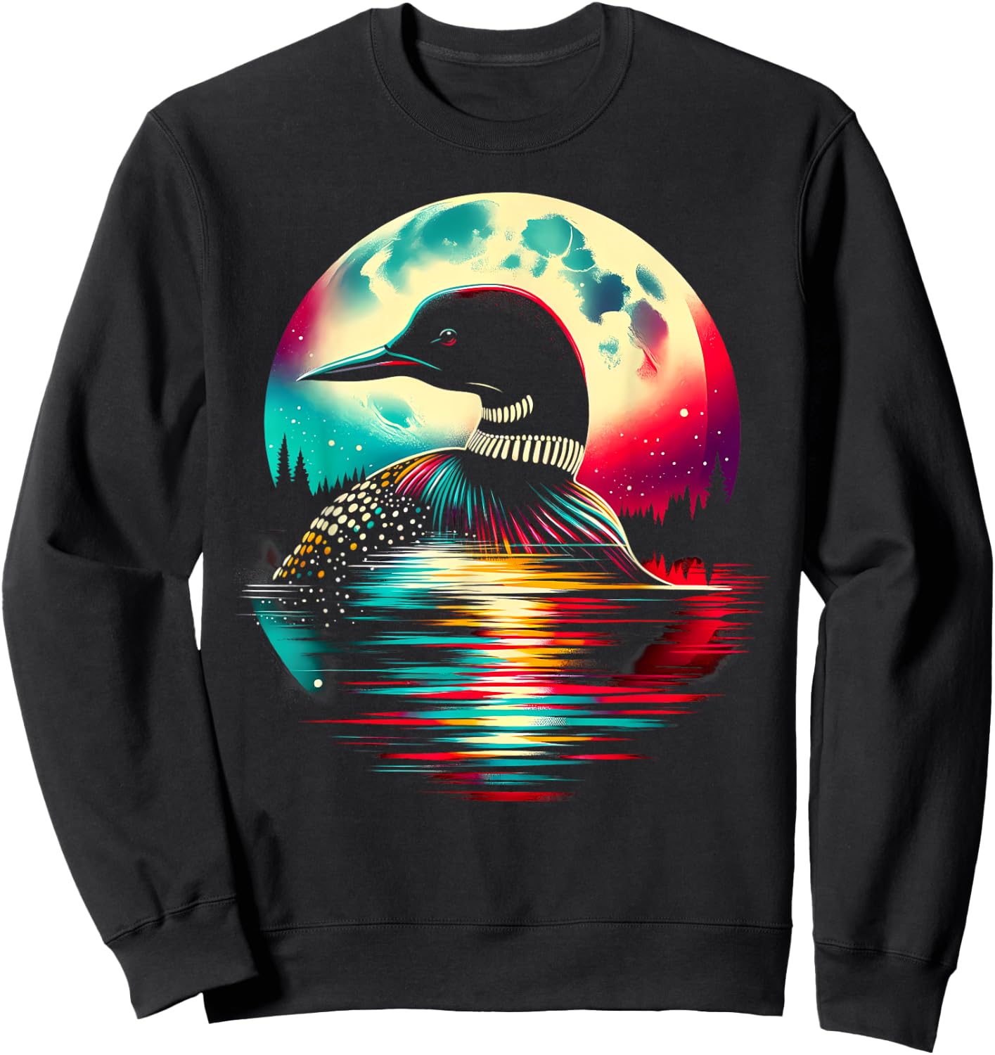 Colorful Loon Bird Spirit Animal Cool Illustration Sweatshirt - Sweatshirt | Black