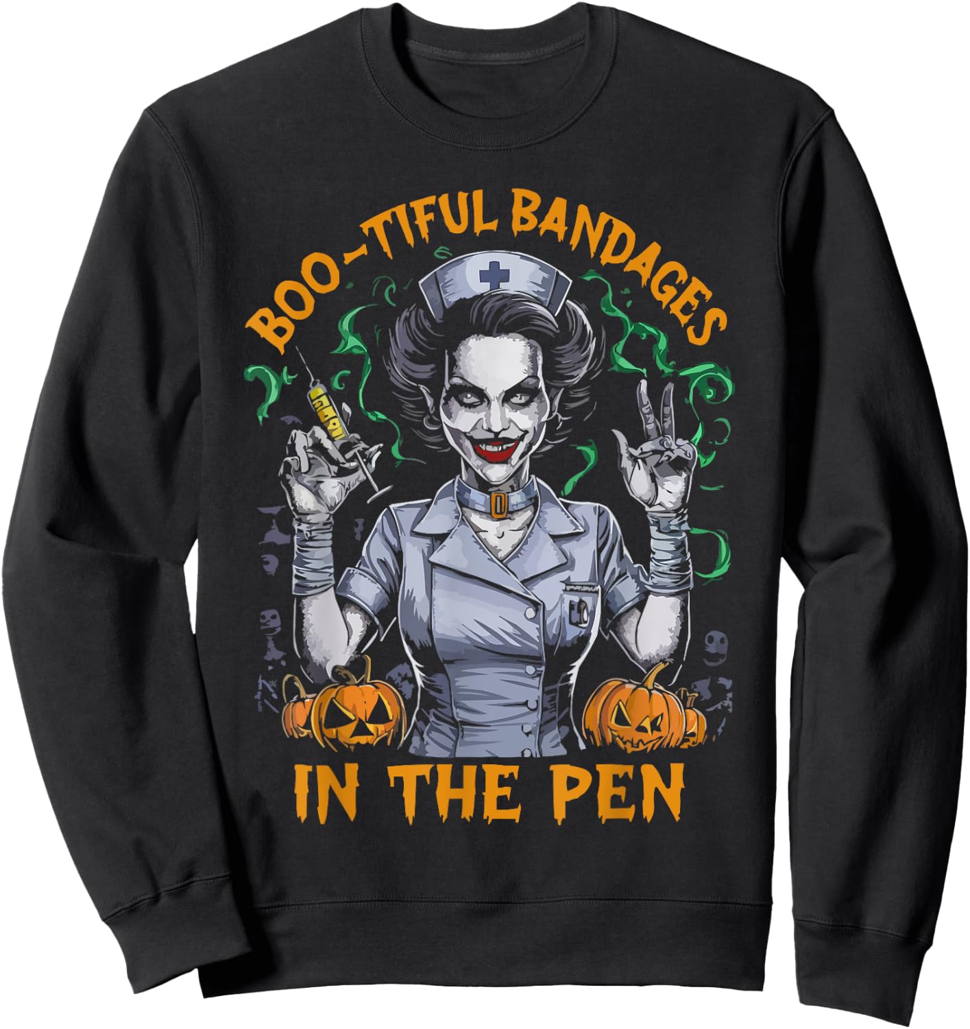 Correctional Nurse Halloween Spooky Nursing Trick Or Treat Sweatshirt - Sweatshirt | Black