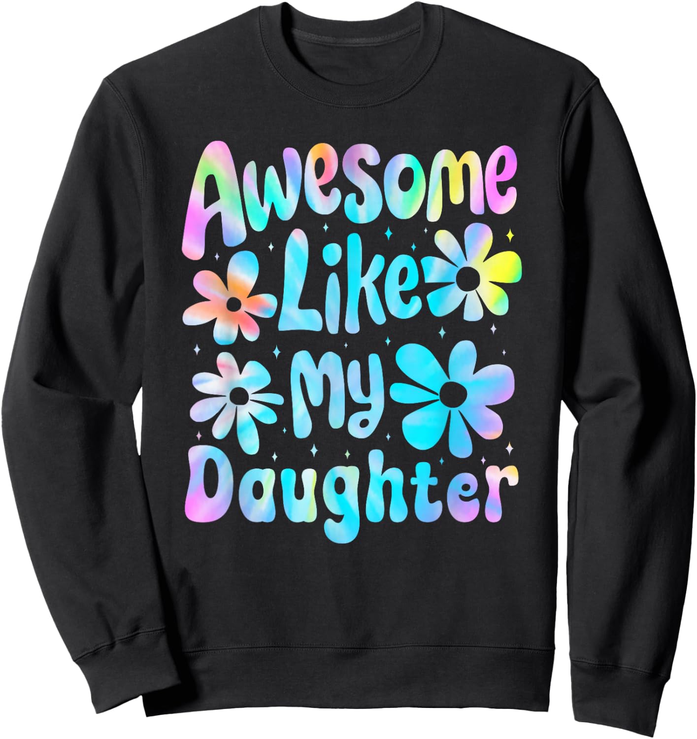 Awesome Like My Daughter Mommy Groovy Graphic Mother's Day Sweatshirt - Sweatshirt | Black