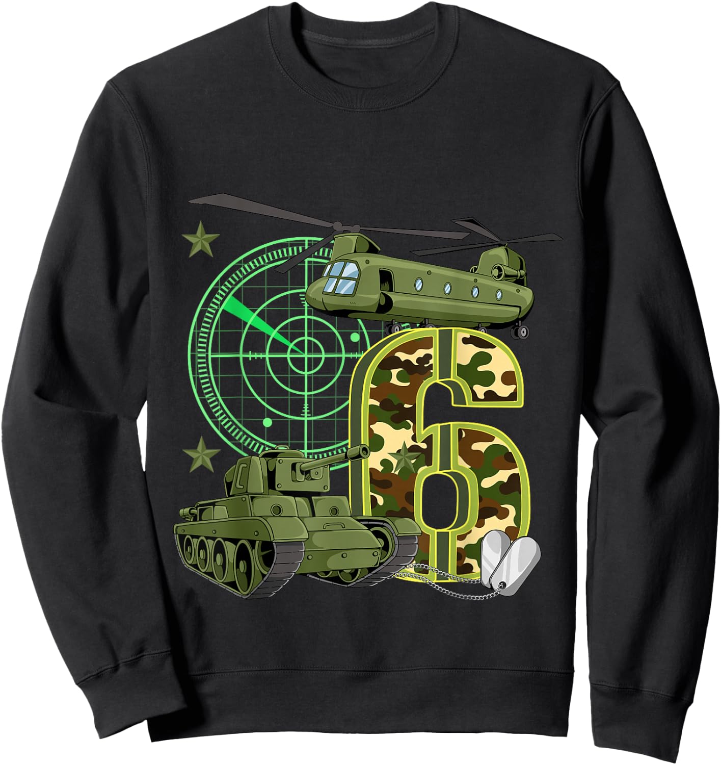 6th Birthday Army Sweatshirt - Sweatshirt | Black