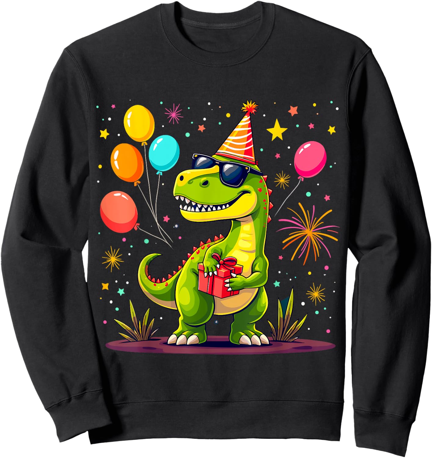 T-Rex Birthday Party Dinosaur Sweatshirt - Sweatshirt | Black