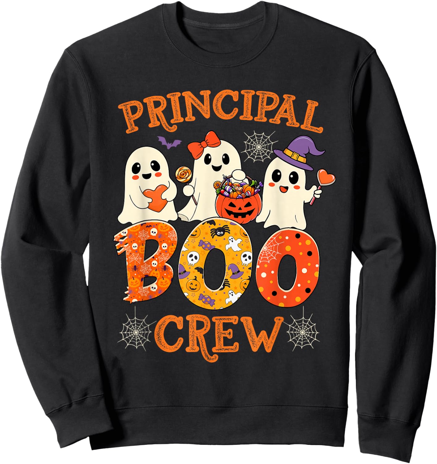 Principal Teacher Boo Crew Funny Halloween Spooky Costume Sweatshirt - Sweatshirt | Black