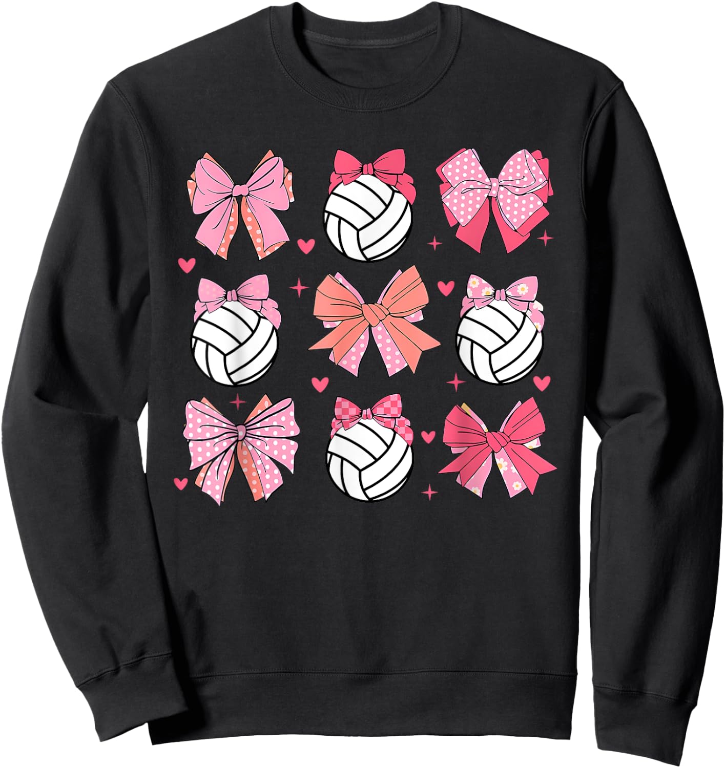 volleyball Coquette Bow volleyball Mom Mothers Day Softball Sweatshirt - Sweatshirt | Black