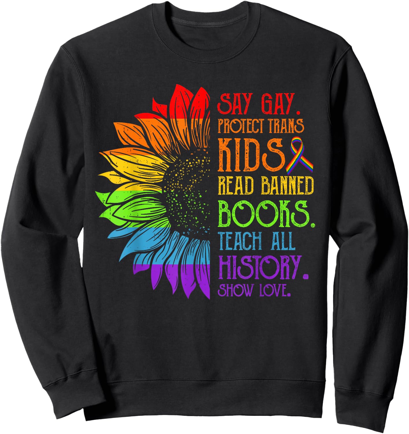 Protect Trans Kids Read Banned Books LGBTQ Ally Pride Month Sweatshirt - Sweatshirt | Black