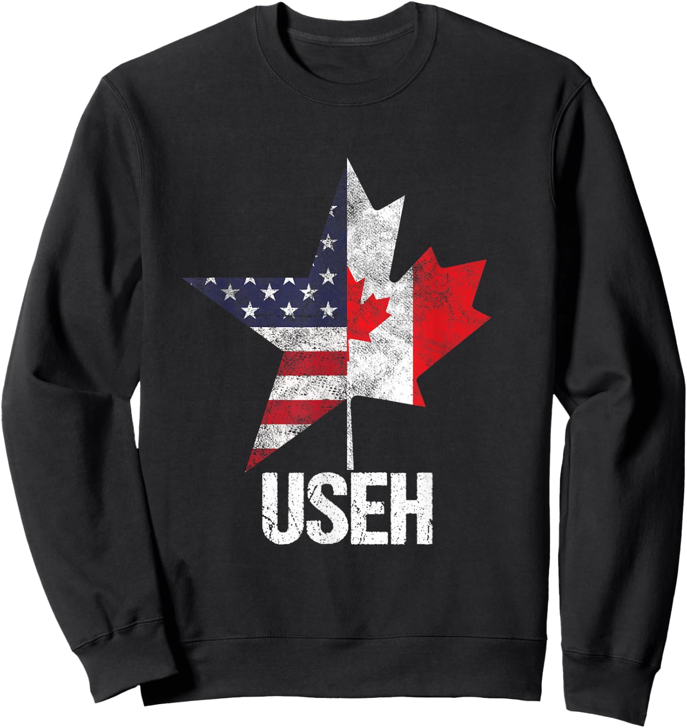 Half Canadian American USEH Canada USA Flag United States Sweatshirt - Sweatshirt | Black