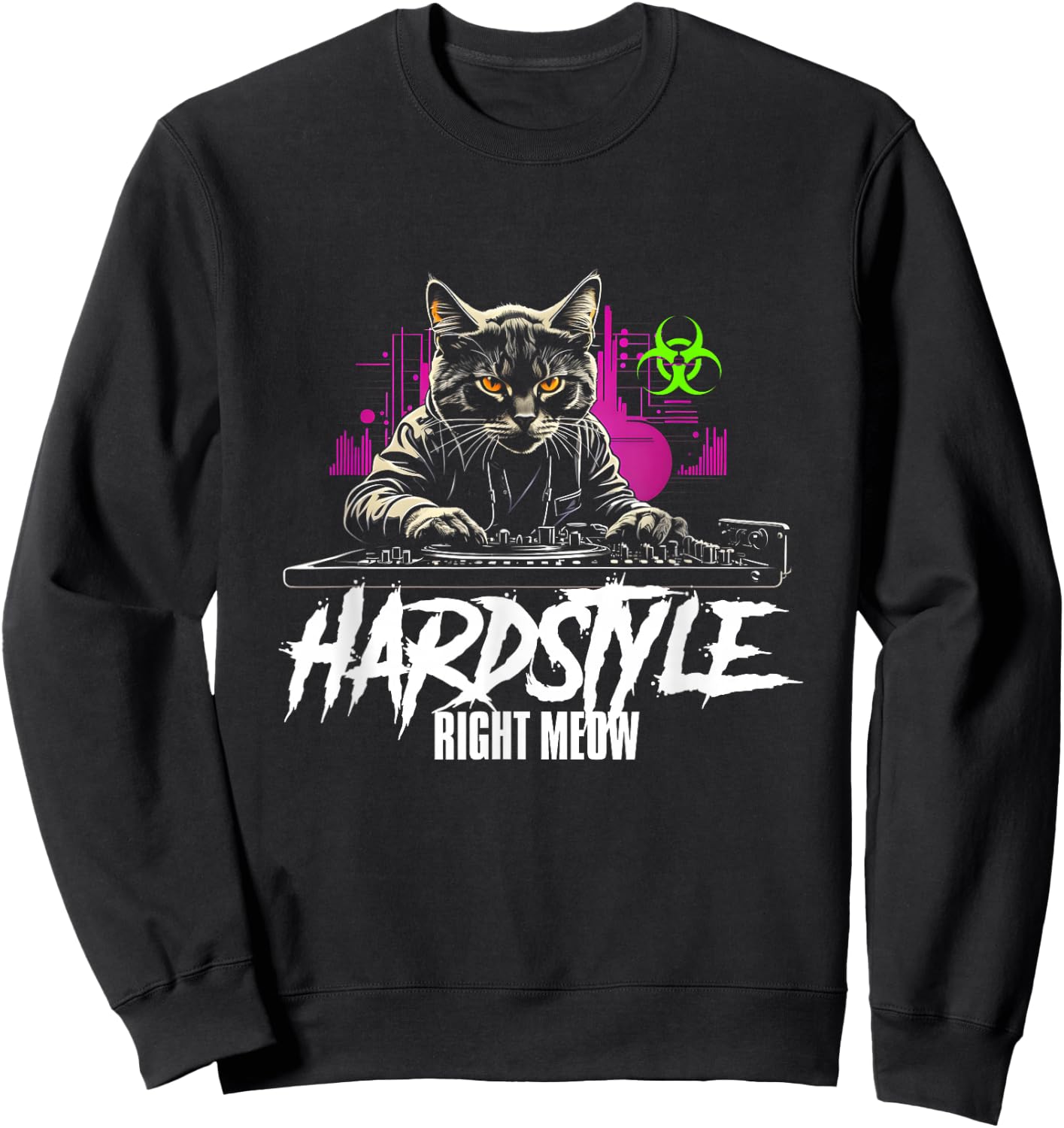 Hardstyle Outfit Cat DJs Hardstyle RIGHT MEOW Sweatshirt - Sweatshirt | Black