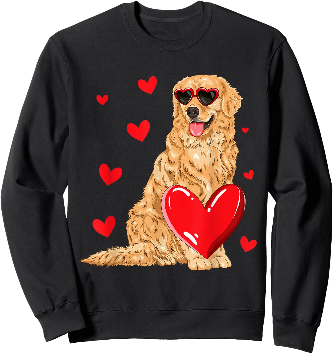 Funny Golden Retriever Heart Valentines Day Dog Lover Sweatshirt - Sweatshirt | Black