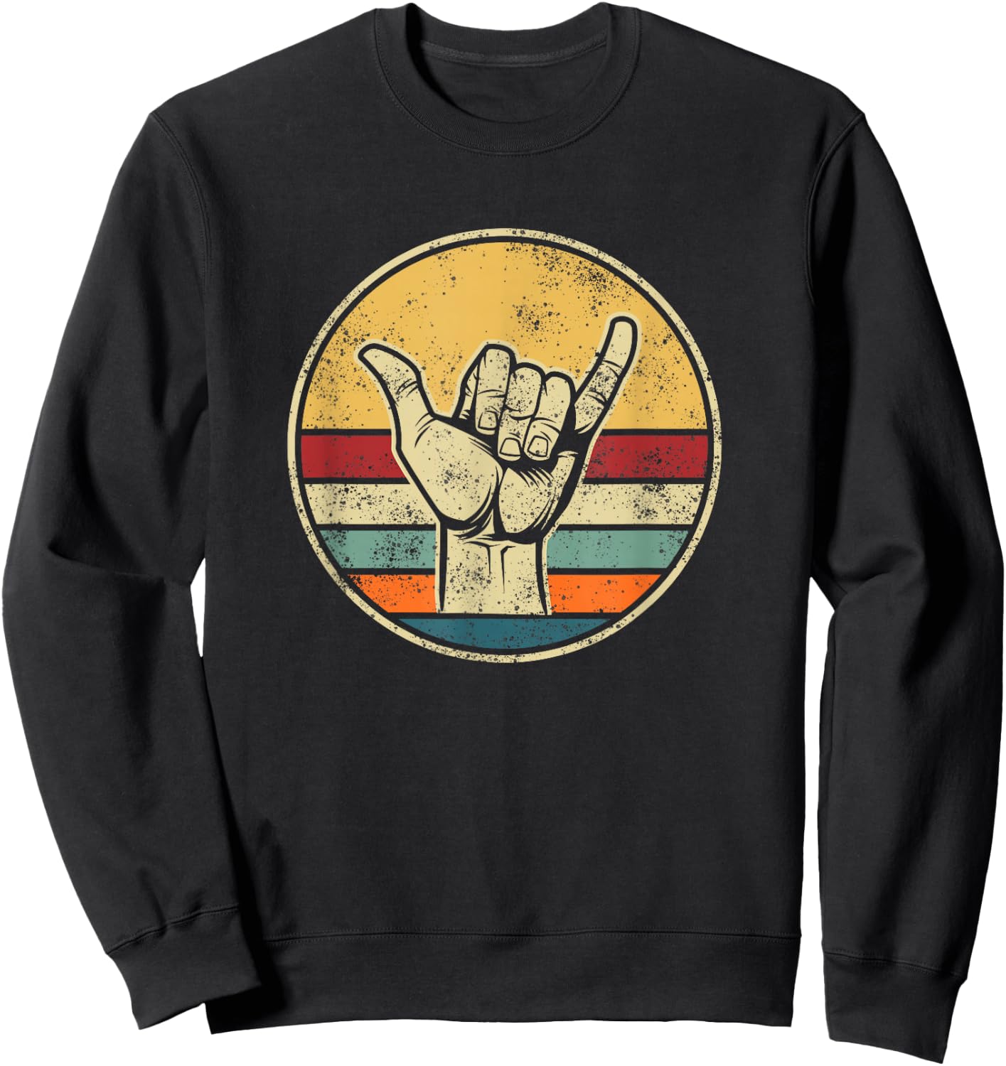 Shaka Surfing Beach Apparel Design Surfer Greeting Hand Sweatshirt - Sweatshirt | Black