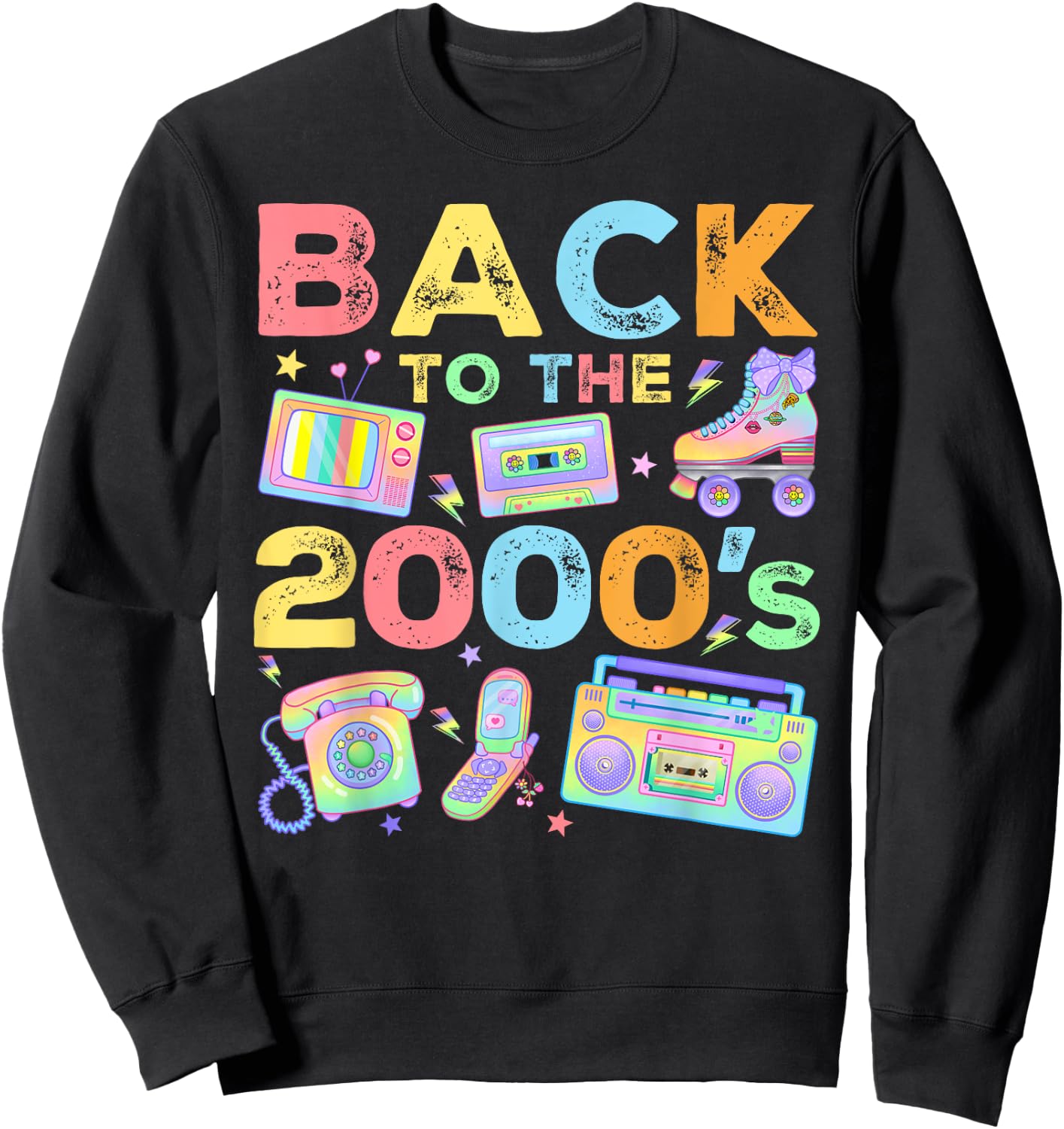 Back To 2000's 2000s Vintage Style 2000s Retro Party Sweatshirt - Sweatshirt | Black