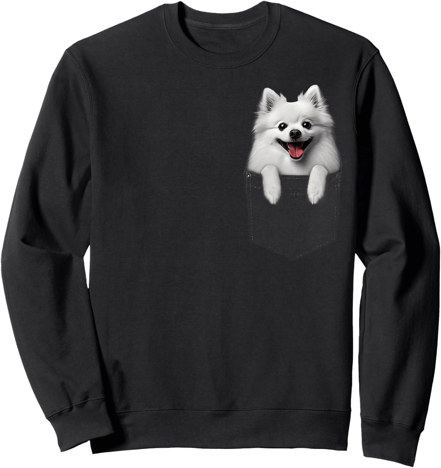 Pocket American Eskimo Dog Cute Dog Lover Owner Gift Sweatshirt - Sweatshirt | Black