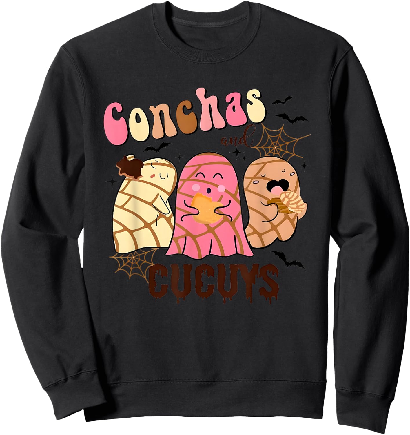 Conchas and Cucuys Mexican Ghost Spooky Conchas Halloween Sweatshirt - Sweatshirt | Black