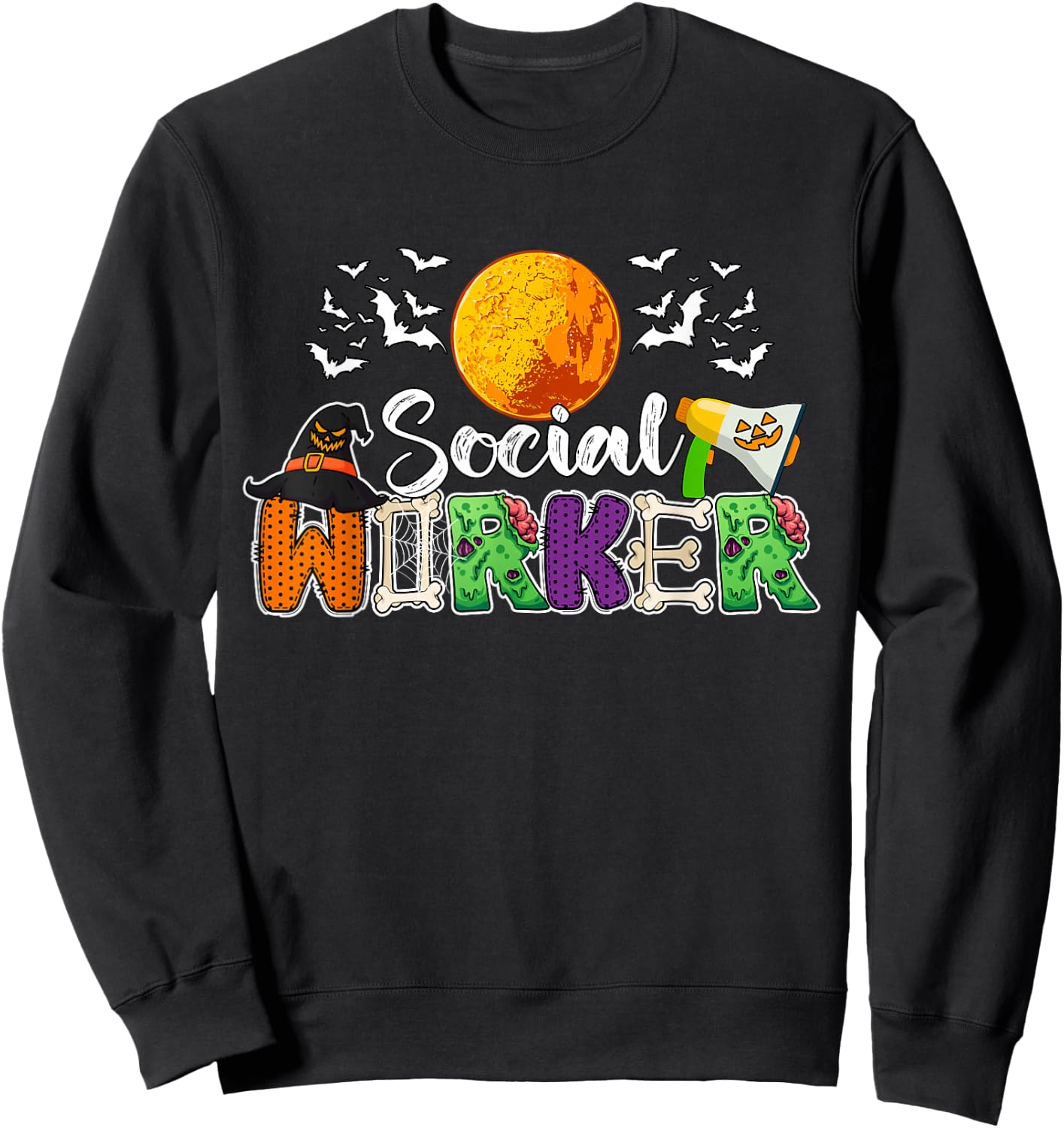Social Worker Job Halloween Zombies Witch Costume Team Sweatshirt - Sweatshirt | Black