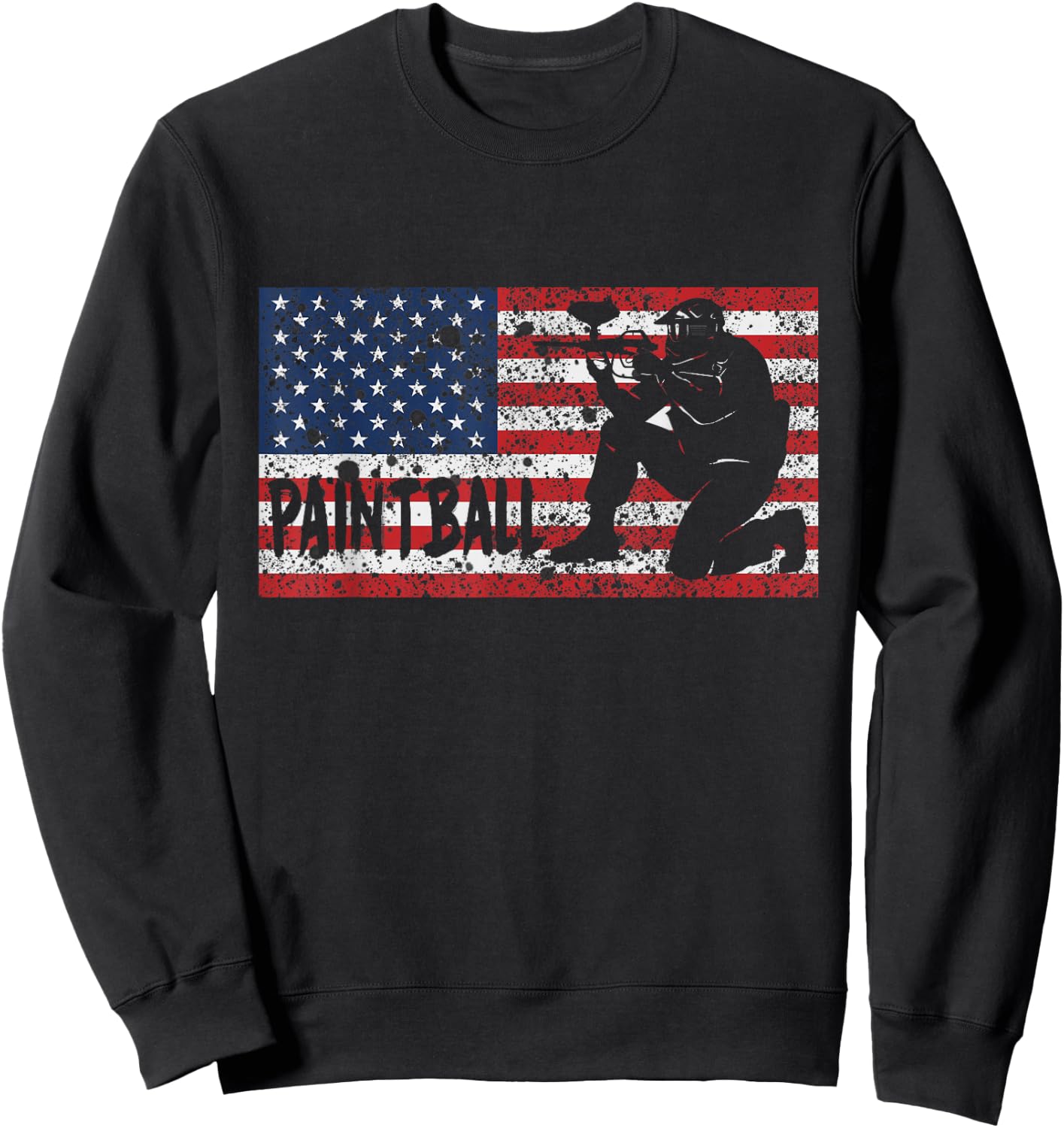 Vintage American USA Flag Paintball Sweatshirt - Sweatshirt | Black