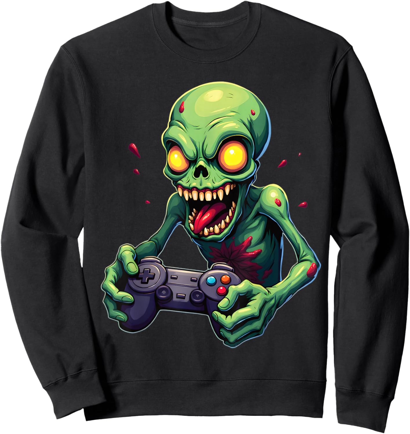 Game On Alien Gamer Creepy Playful Fun Sweatshirt - Sweatshirt | Black