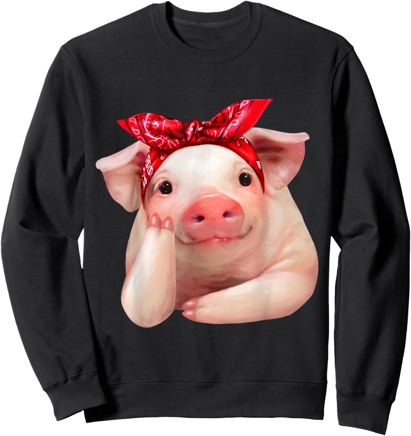 Red Bandanna Pig Funny I Love Piggy T Shirt Sweatshirt - Sweatshirt | Black