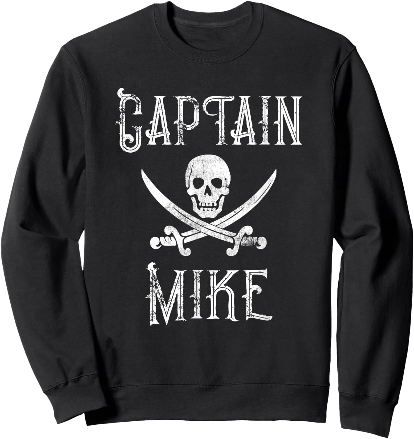Captain Mike Retro Pirate Boat Personalised Sweatshirt - Sweatshirt | Black