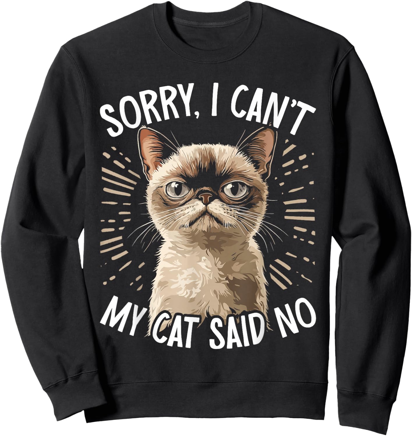 Cat Owner Sorry I Can't My Cat Said No Funny Cat Sweatshirt - Sweatshirt | Black