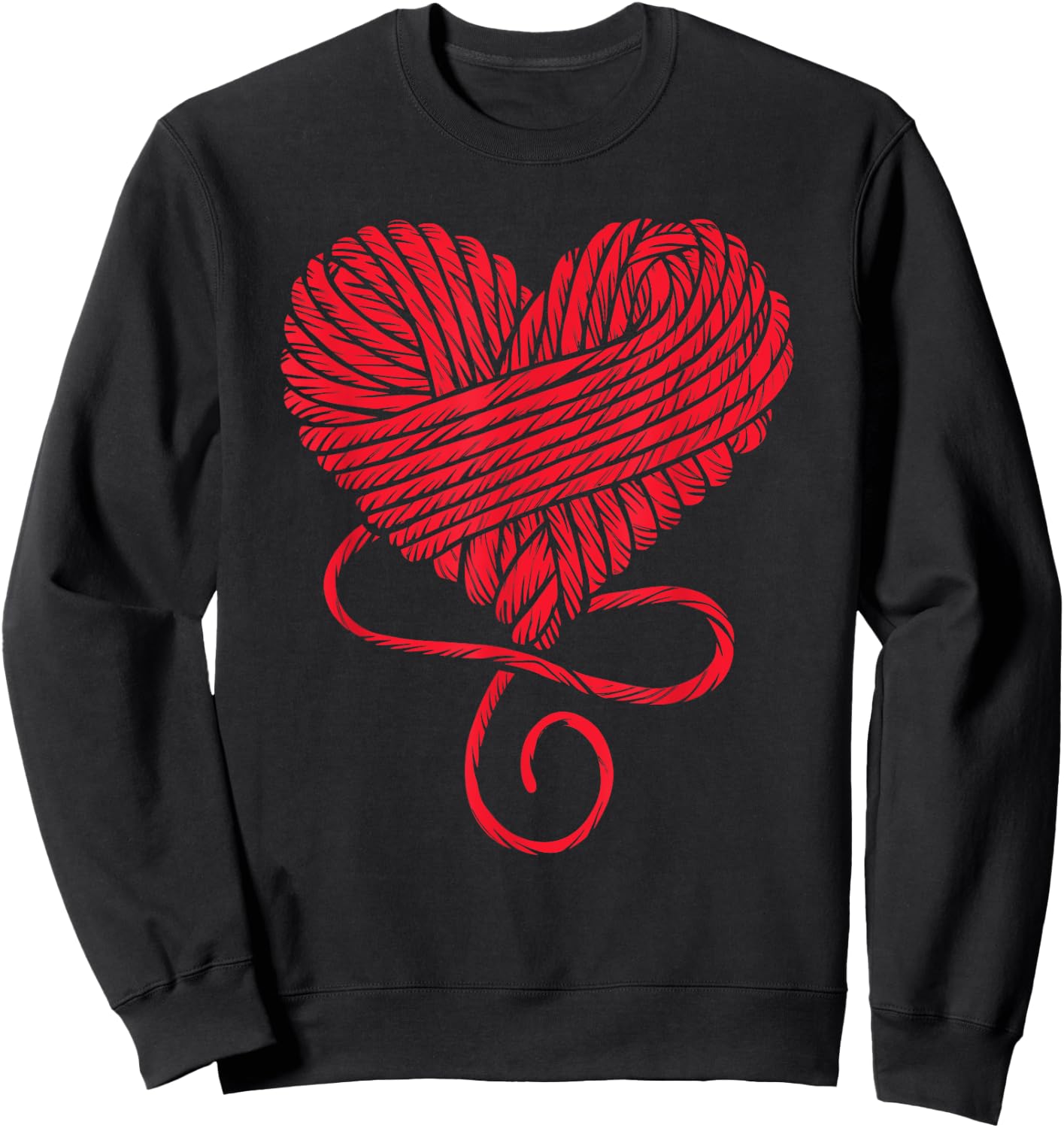 Yarn Crochet Knitting Lover Red Wool Heart Funny Graphic Sweatshirt - Sweatshirt | Black
