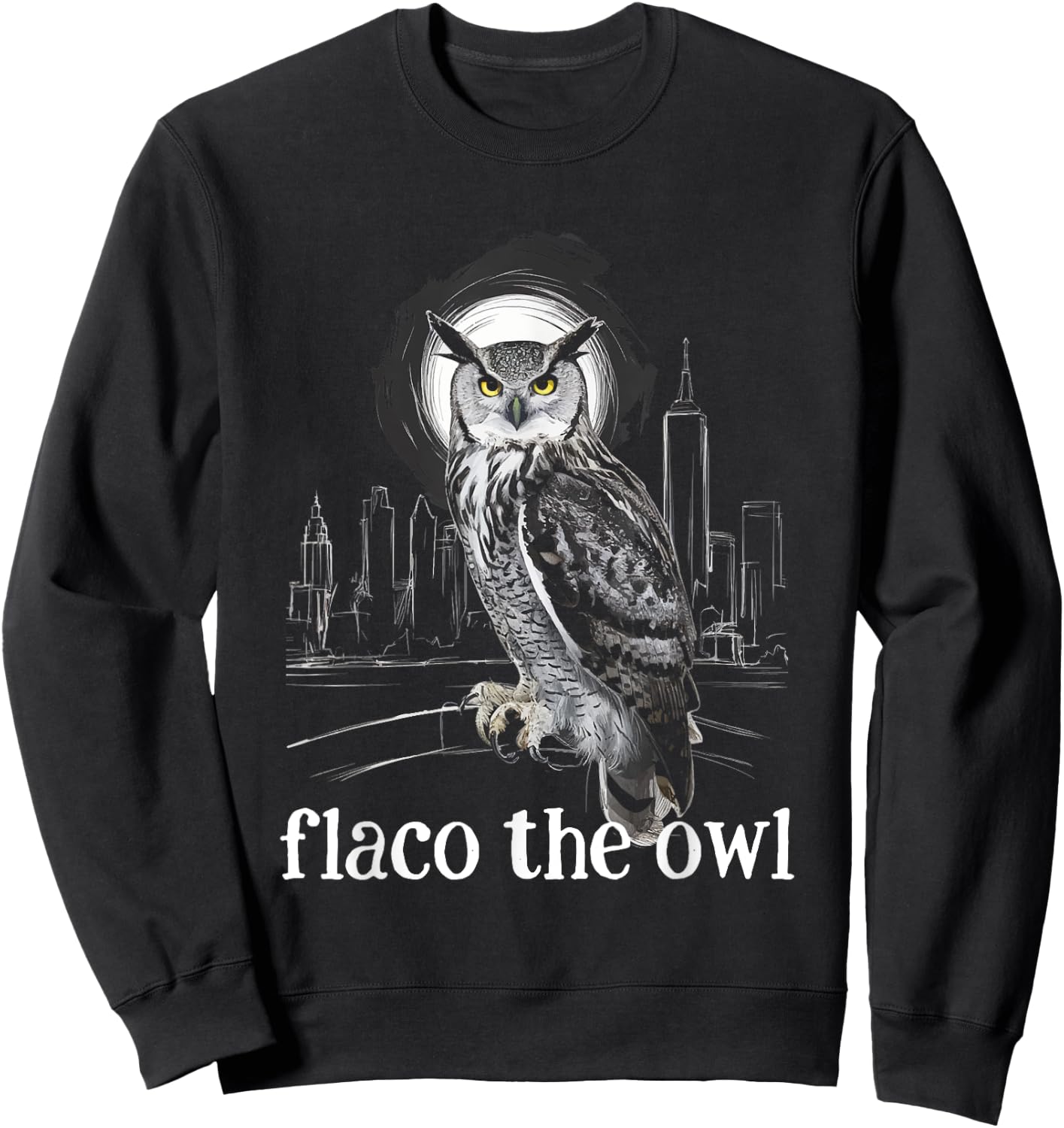 Flaco The Owl NYC New York Skyline Eurasian Eagle Owl Sweatshirt - Sweatshirt | Black