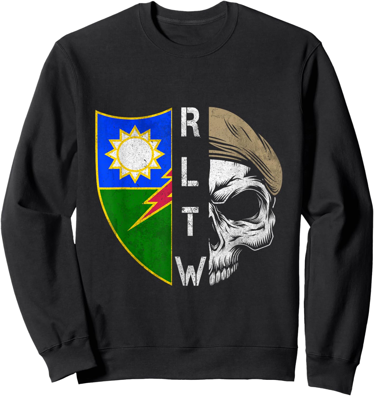 75th Ranger Regiment Skull Unit Crest RLTW Beret Veteran Sweatshirt - Sweatshirt | Black