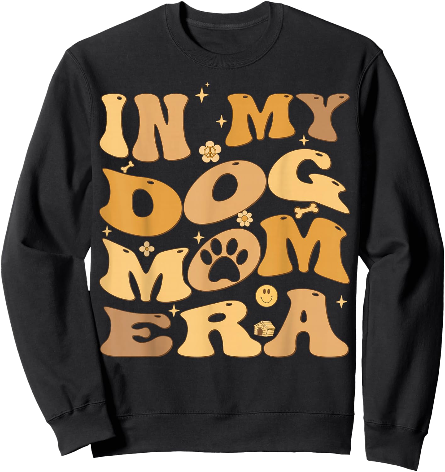 In My Dog Mom Era Groovy Puppy Lover Sweatshirt - Sweatshirt | Black