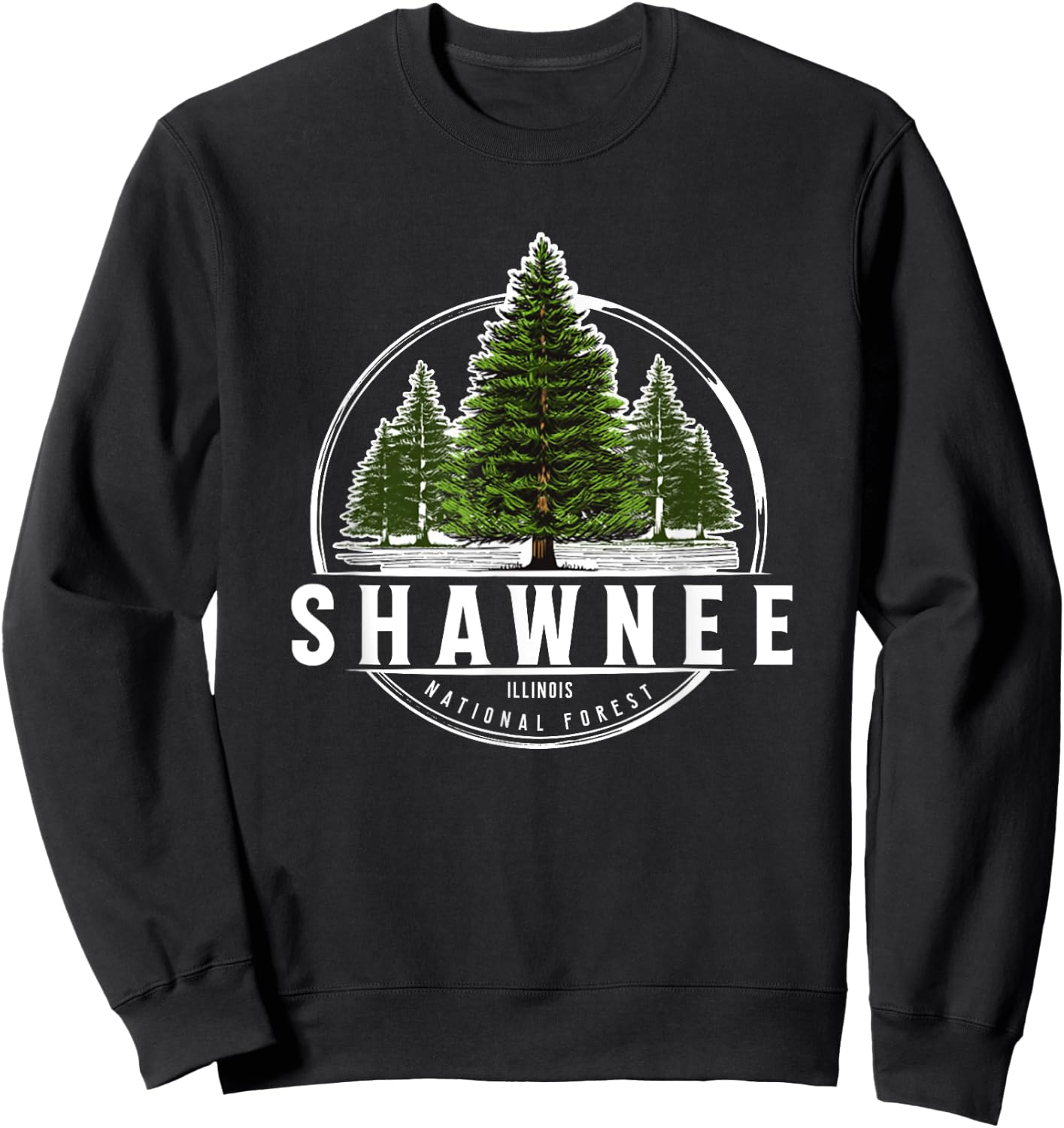 Vintage Pine Trees Shawnee National Forest Illinois Souvenir Sweatshirt - Sweatshirt | Black