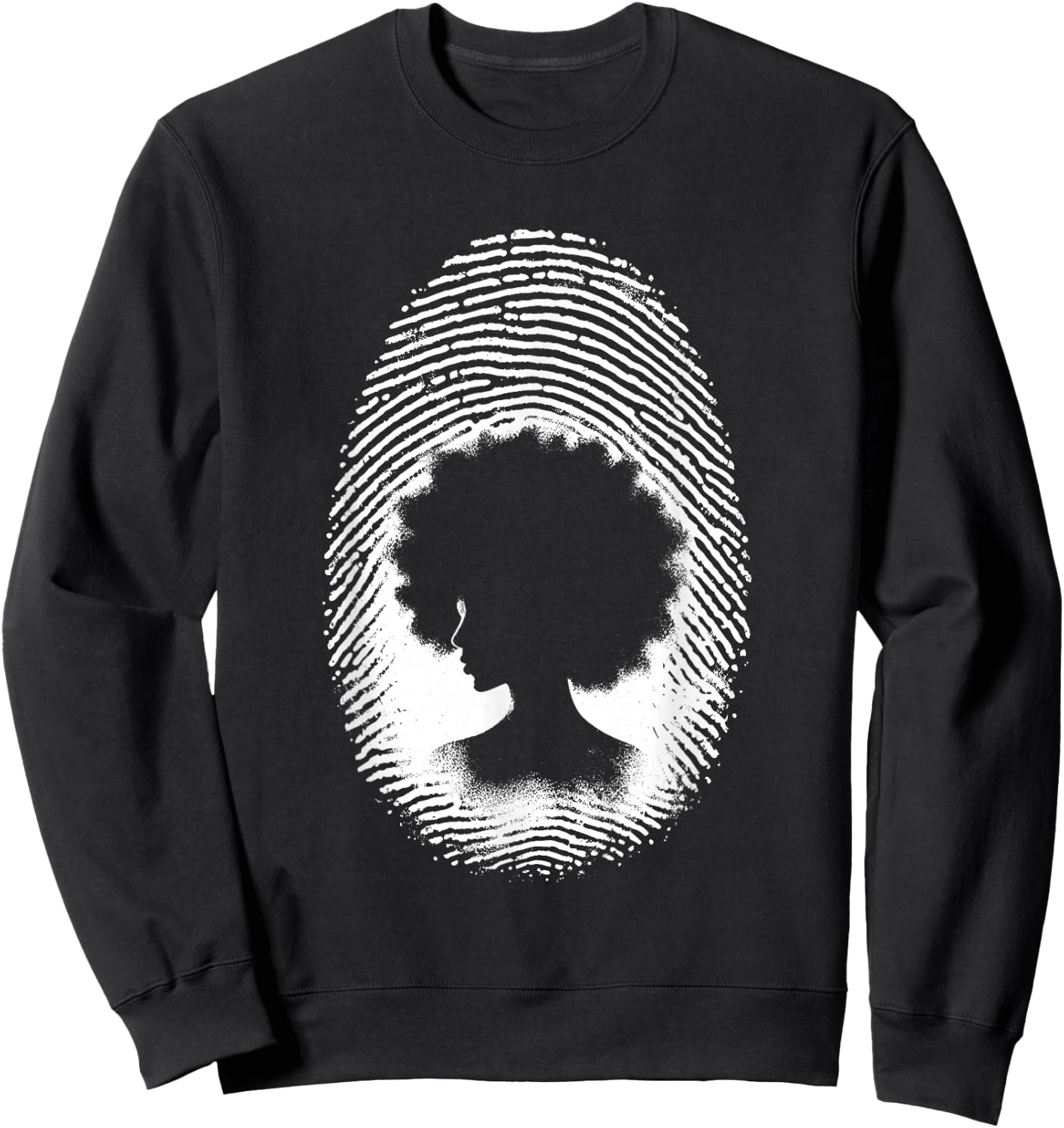 African American Woman Fingerprint - Vintage Afro Queen Sweatshirt - Sweatshirt | Black