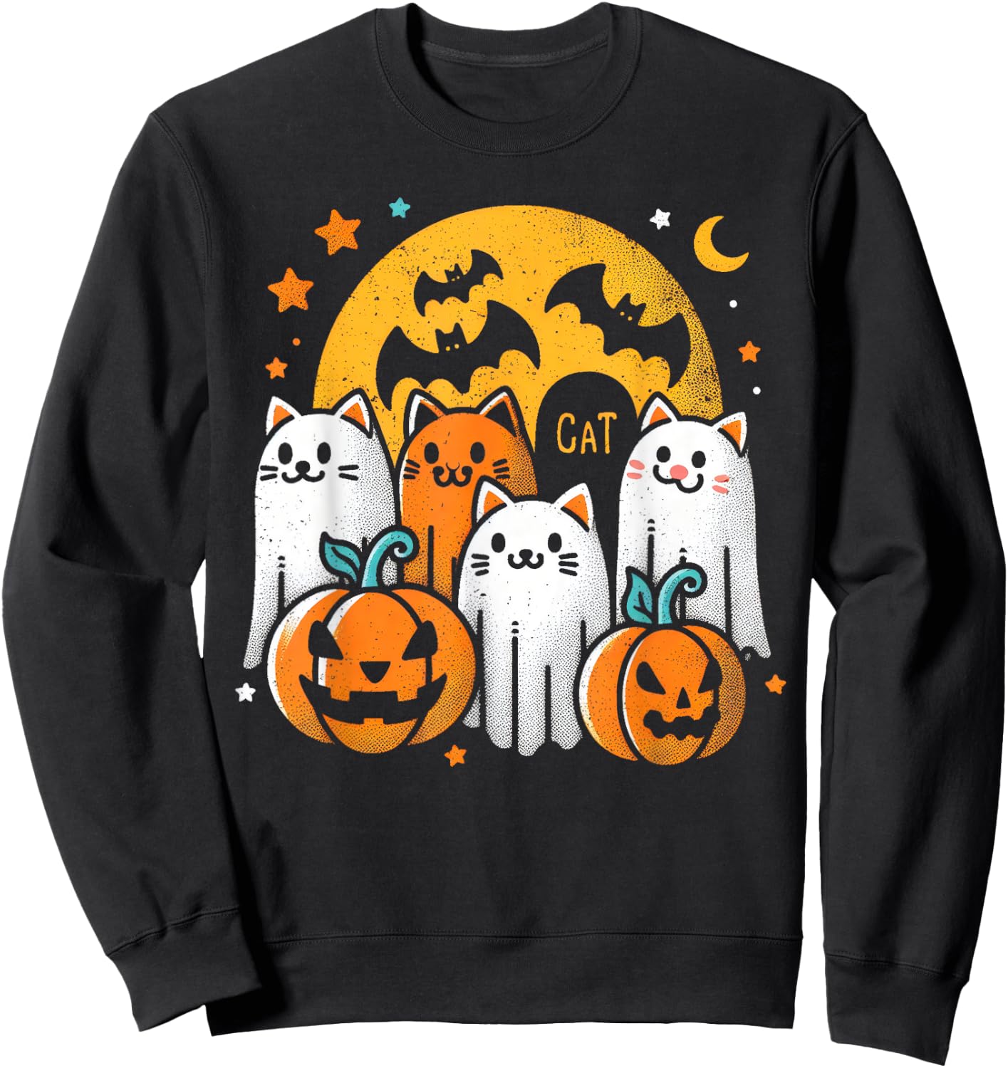 Halloween Black Cats Ghosts Costume Women Girls Kids Toddler Sweatshirt - Sweatshirt | Black