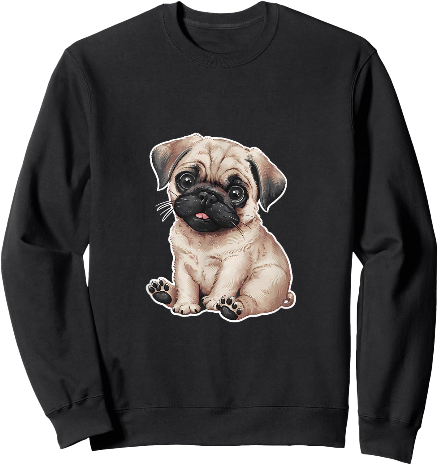 Cute Pug Puppy Sweatshirt - Sweatshirt | Black