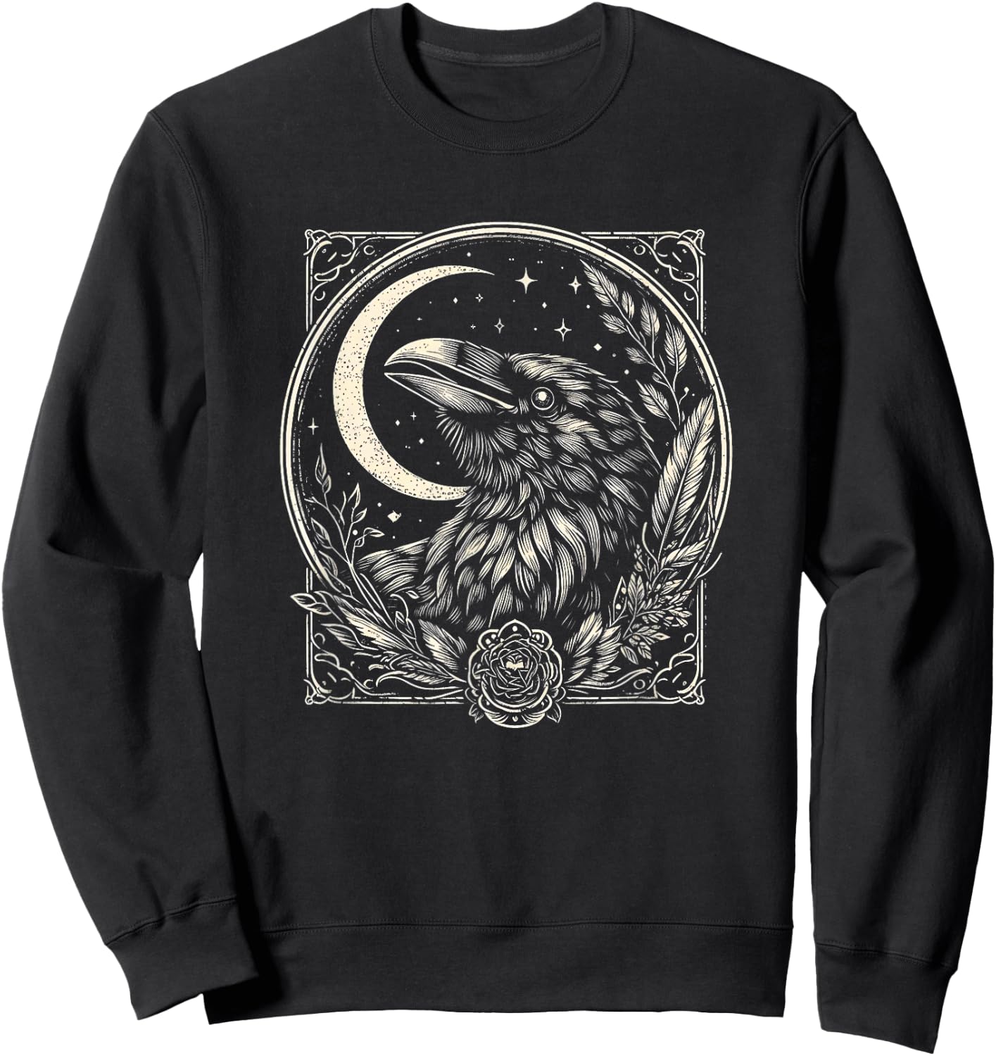 Raven Face Art Crow Design And Men Sweatshirt - Sweatshirt | Black
