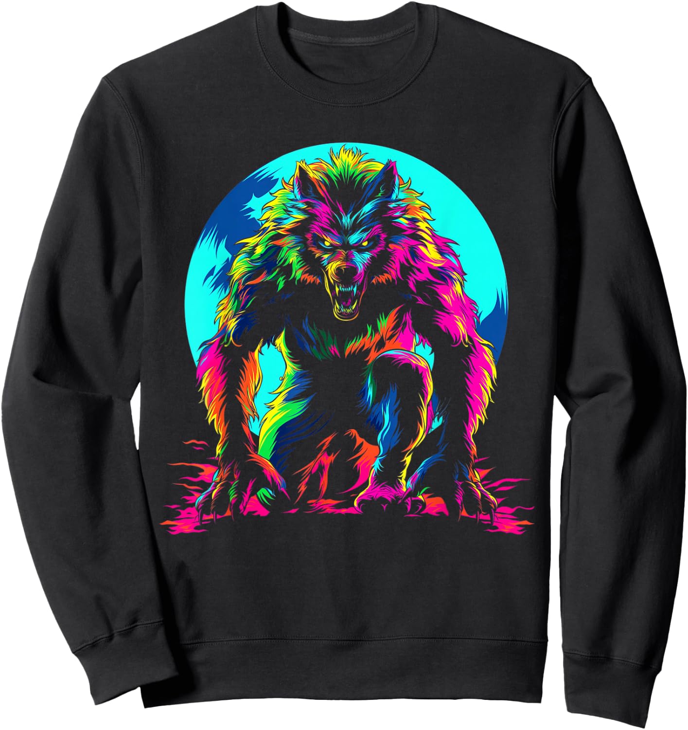 Werewolf Wolf Moon Popart Sweatshirt - Sweatshirt | Black