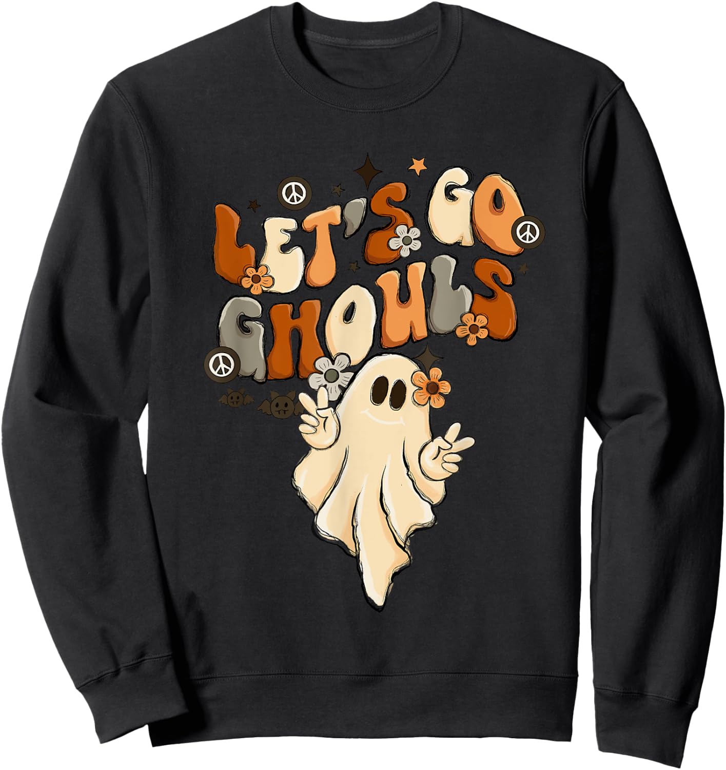 Retro Groovy Let's Go Ghouls Halloween Ghost Outfit Costumes Sweatshirt - Sweatshirt | Black