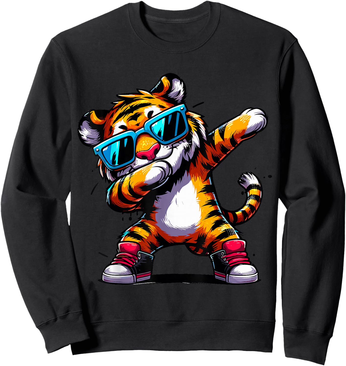 Dabbing Tiger Sunglasses Tiger Animal Sweatshirt - Sweatshirt | Black