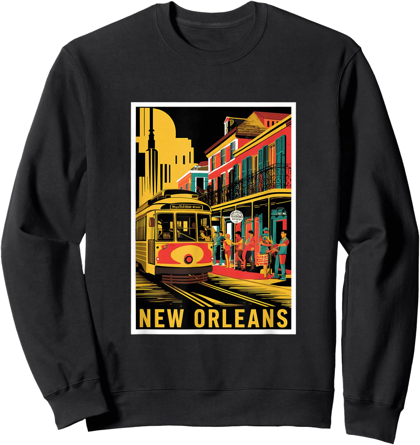 New Orleans Streetcar Retro Vintage Travel Design Sweatshirt - Sweatshirt | Black