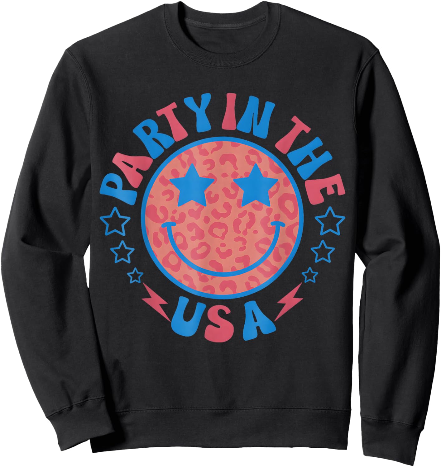 Party in the USA 4th of July Preppy Smile Sweatshirt - Sweatshirt | Black