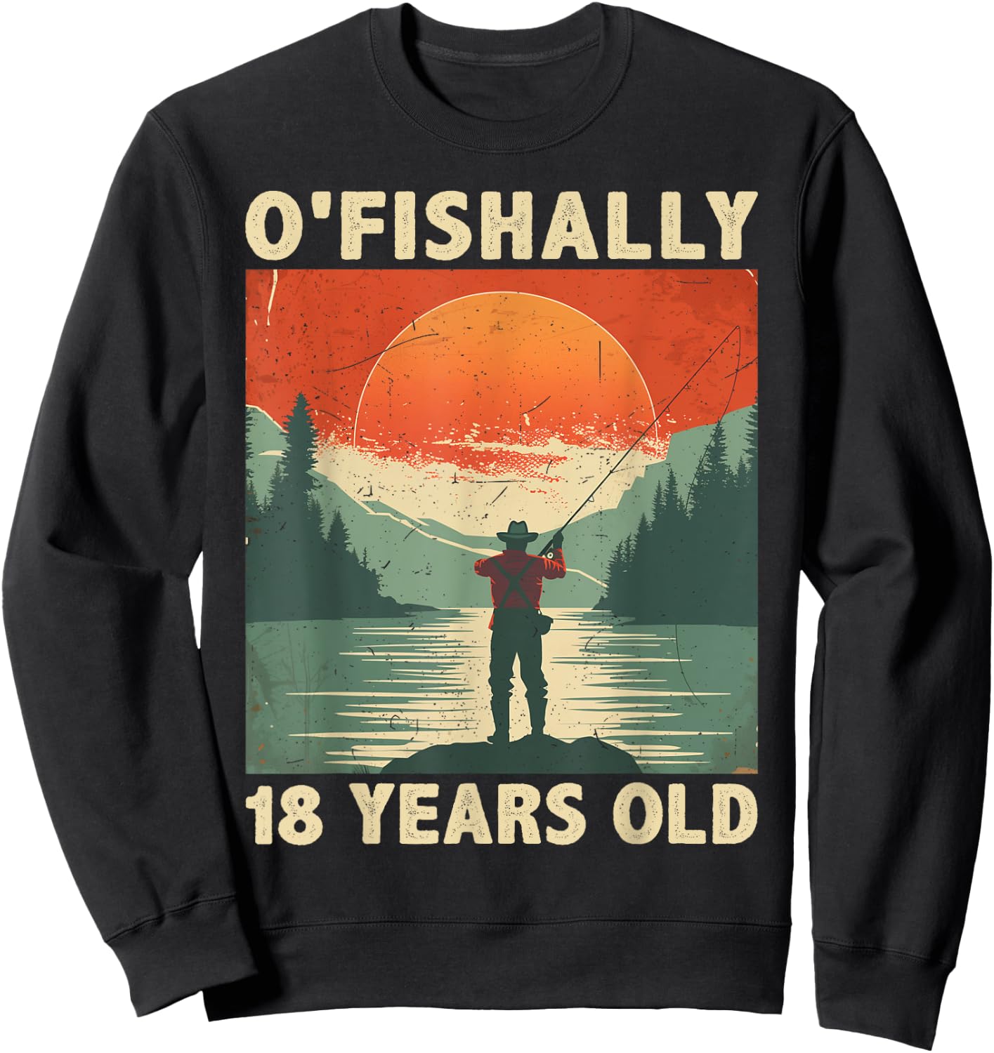 Ofishally 18 Years Old 2006 Fishing Fisherman 18th Birthday Sweatshirt - Sweatshirt | Black
