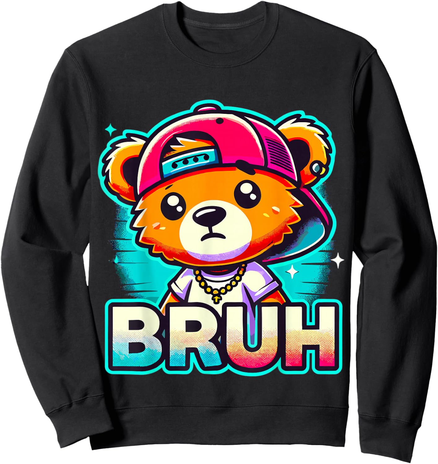 Hip Hop Teddy Bear Bruh Sweatshirt - Sweatshirt | Black