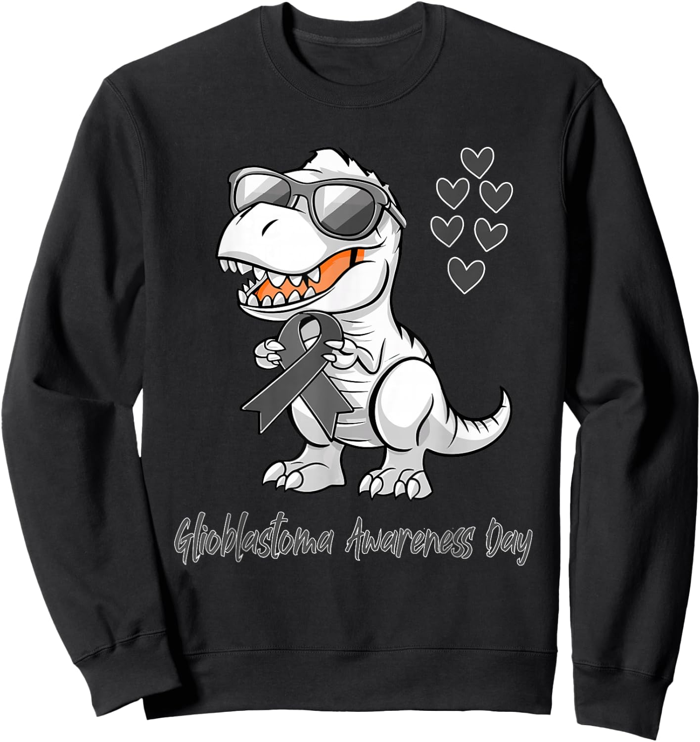 T-rex Dinosaur Glioblastoma Awareness Day Dino kids Toddlers Sweatshirt - Sweatshirt | Black