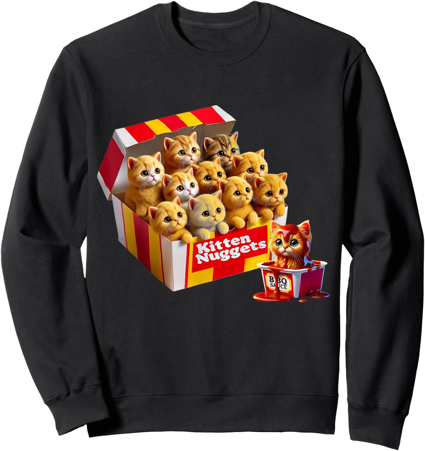 Kitten Nuggets Cat Lover Gift Food Pun Chicken Nuggets Men Women Kids Sweatshirt - Sweatshirt | Black