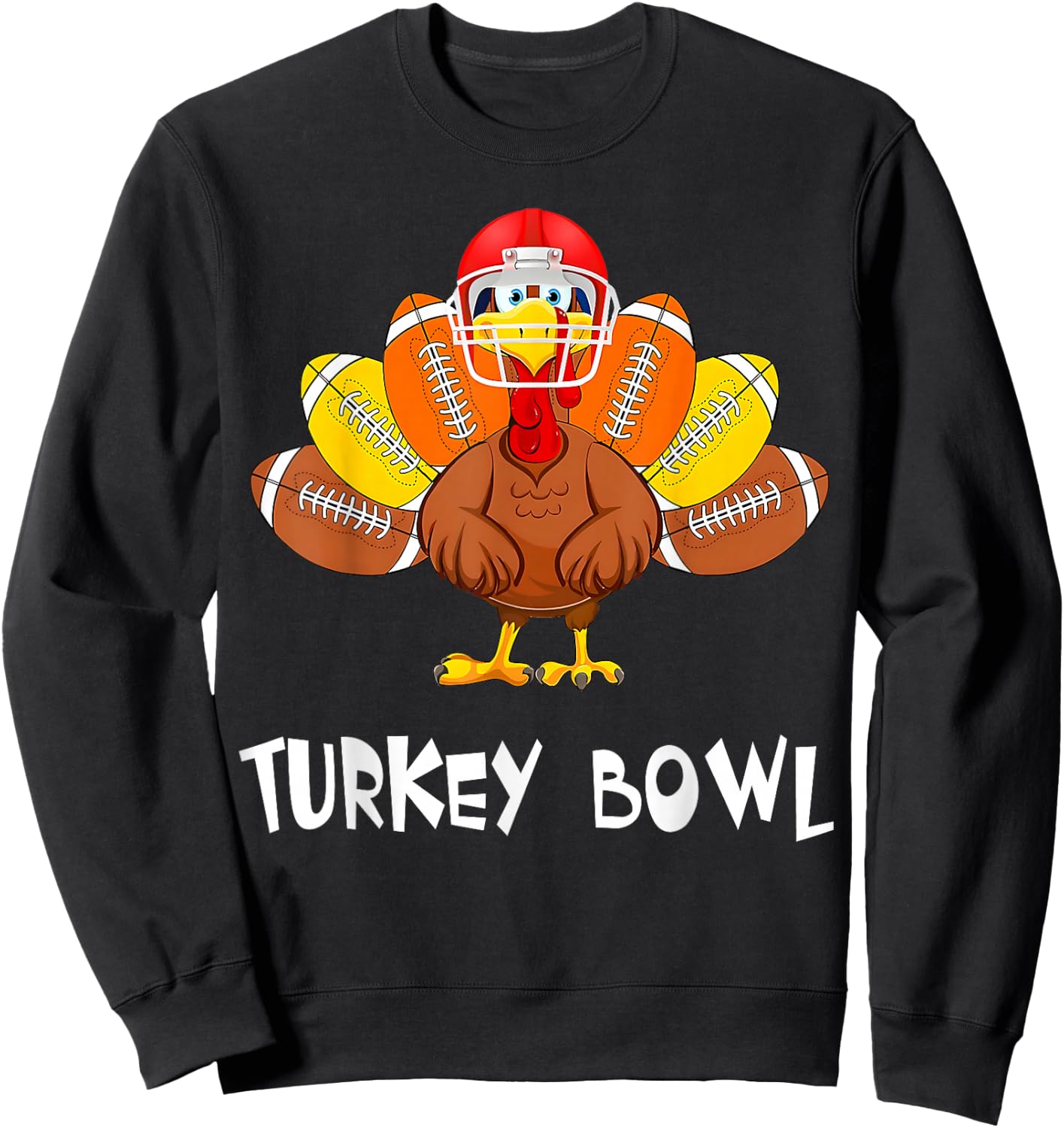 Funny Turkey American Football Bowl Thanksgiving Sweatshirt - Sweatshirt | Black