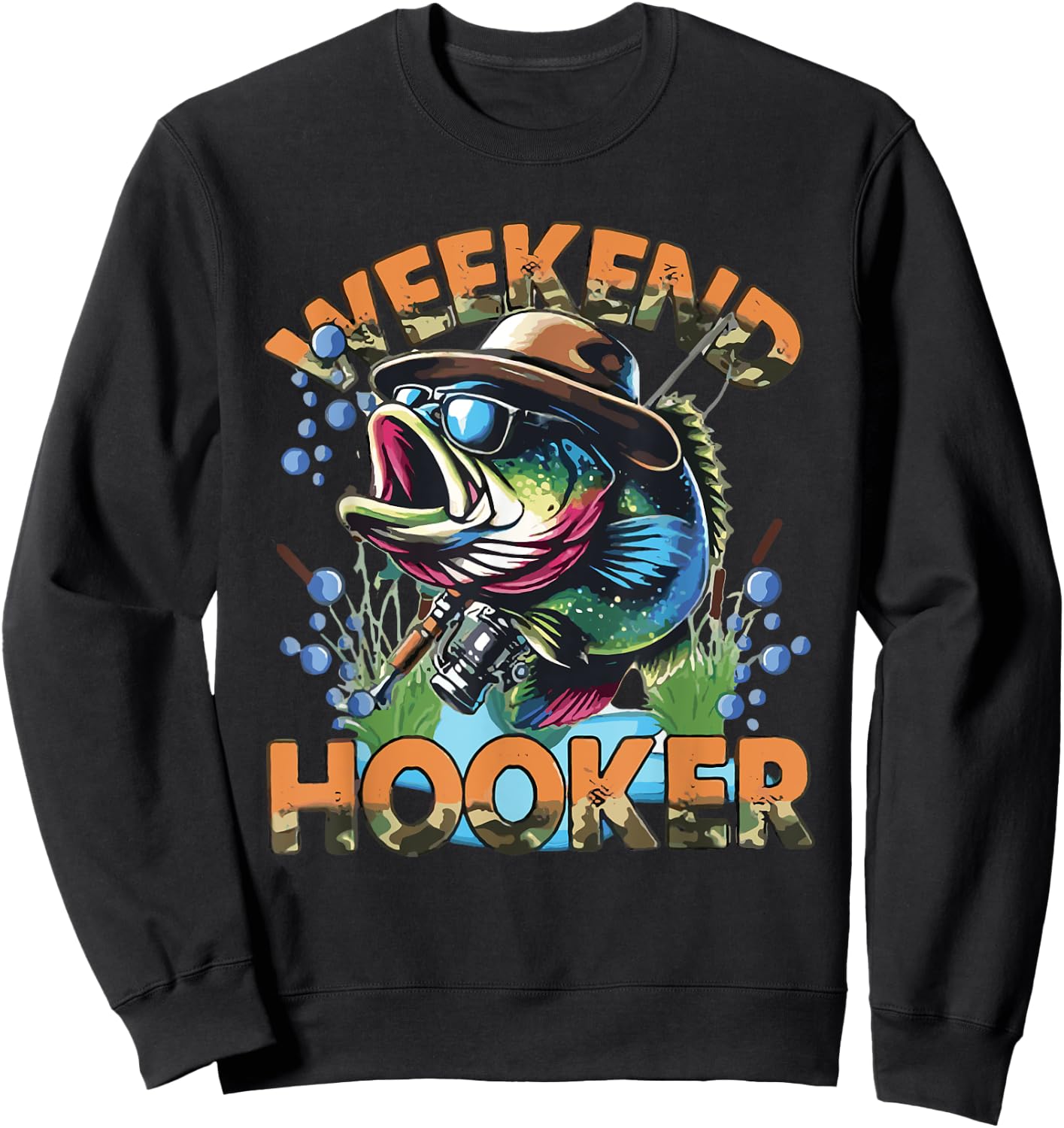 Weekend Hooker Colorful Fishing Sweatshirt - Sweatshirt | Black