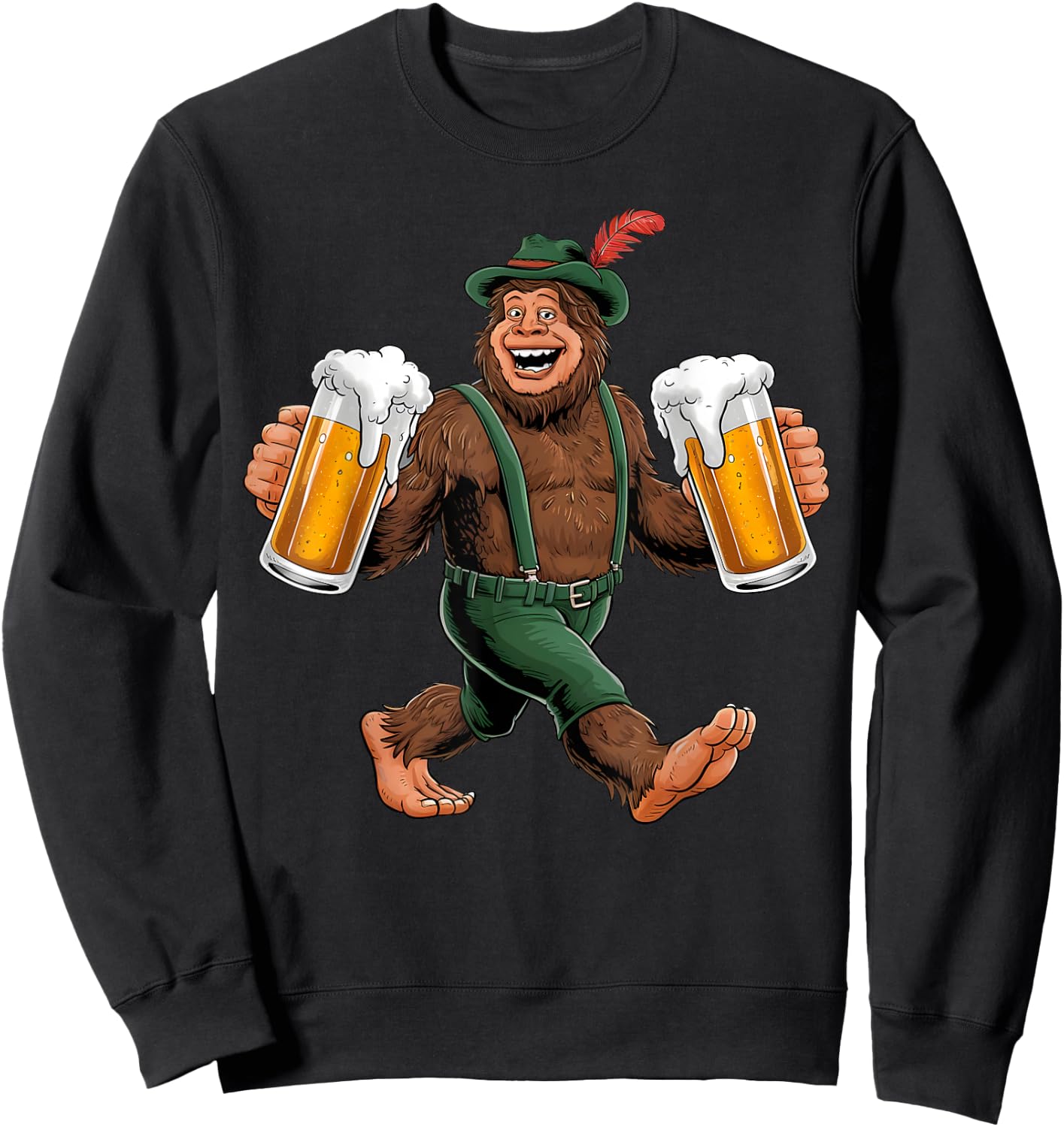 Bigfoot Oktoberfest Lederhosen Prost Beer Mug Drinking Team Sweatshirt - Sweatshirt | Black