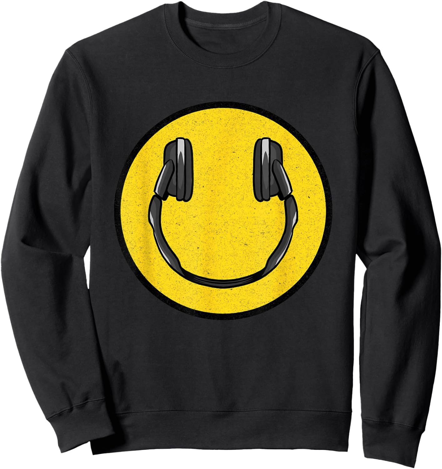 Love The 90's Retro Vintage Headphones Smile Grunge Music DJ Sweatshirt - Sweatshirt | Black