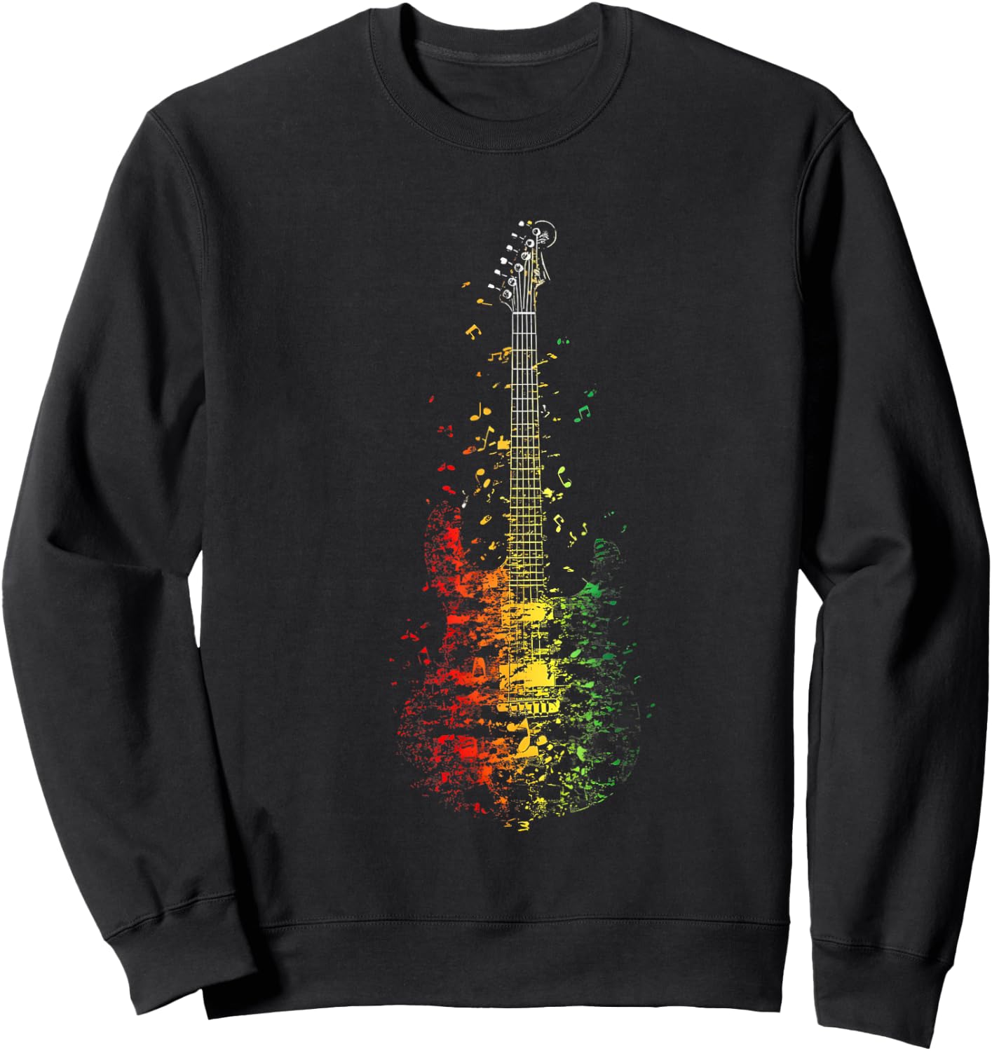 Reggae Music Guitar Rastafarian Roots Jamaican Rasta Sweatshirt - Sweatshirt | Black