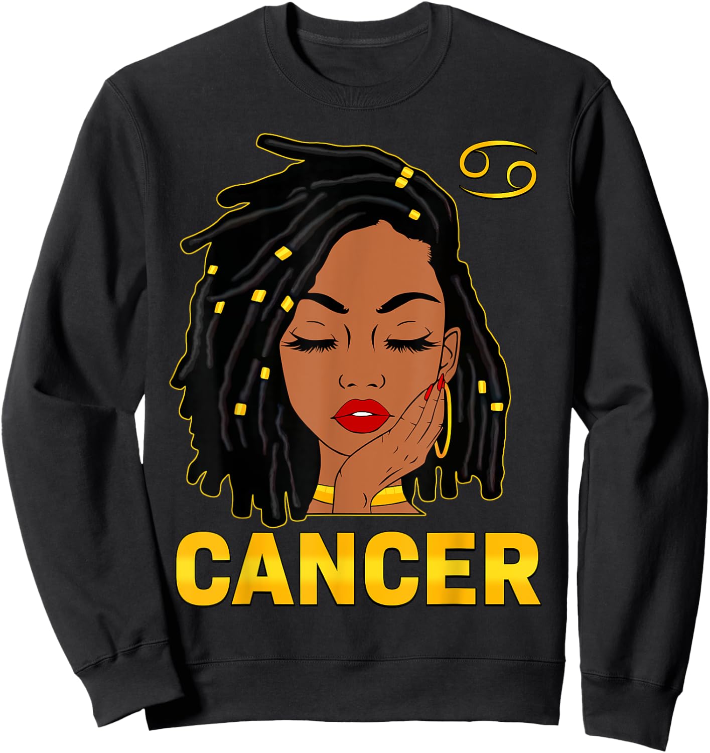 Cancer Queen Loc'd Hair Black Woman Zodiac Sign Birthday Sweatshirt - Sweatshirt | Black