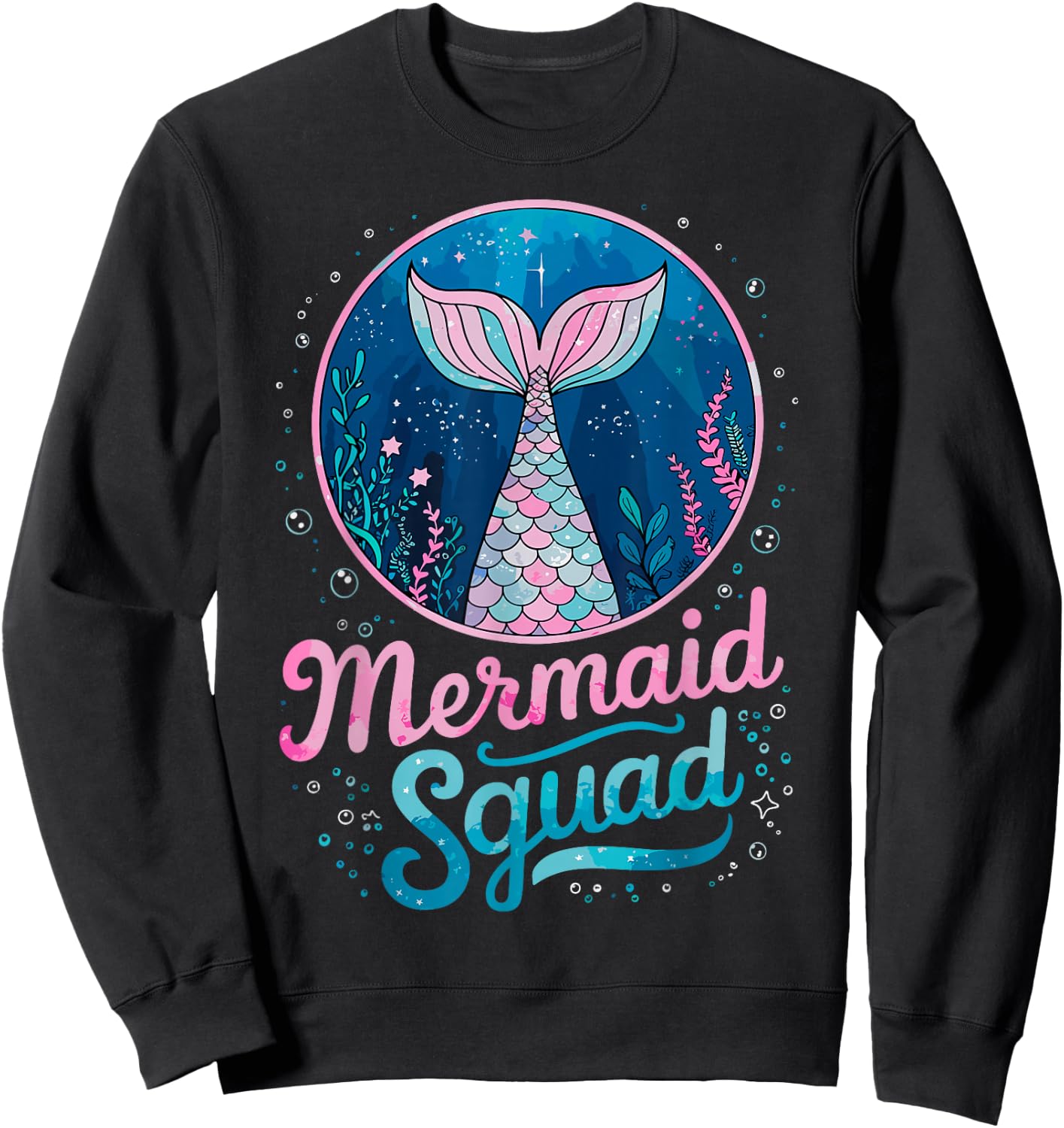 Mermaid Birthday Party Squad of The Mermaid Sweatshirt - Sweatshirt | Black