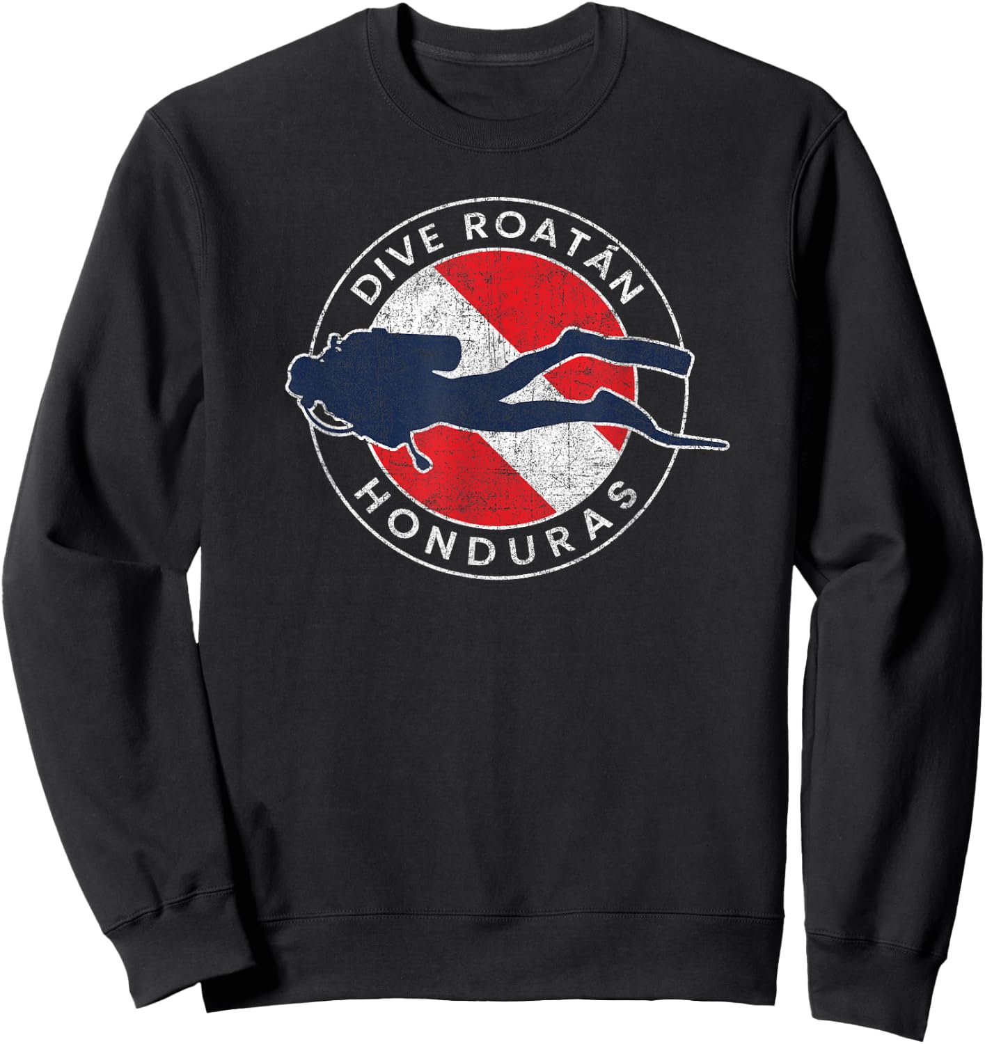 Retro Roatan Honduras Scuba Dive Vintage Dive Flag Diving Sweatshirt - Sweatshirt | Black