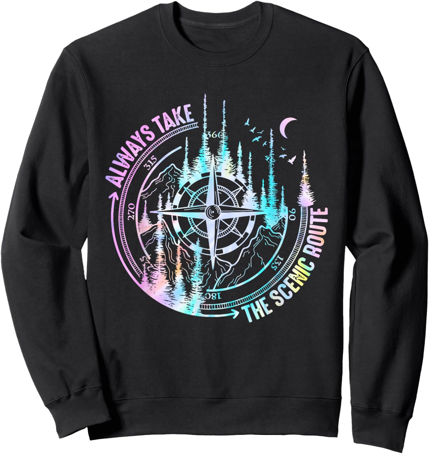 Always Take The Scenic Hiking Route Hiker Camping Outdoor Sweatshirt - Sweatshirt | Black