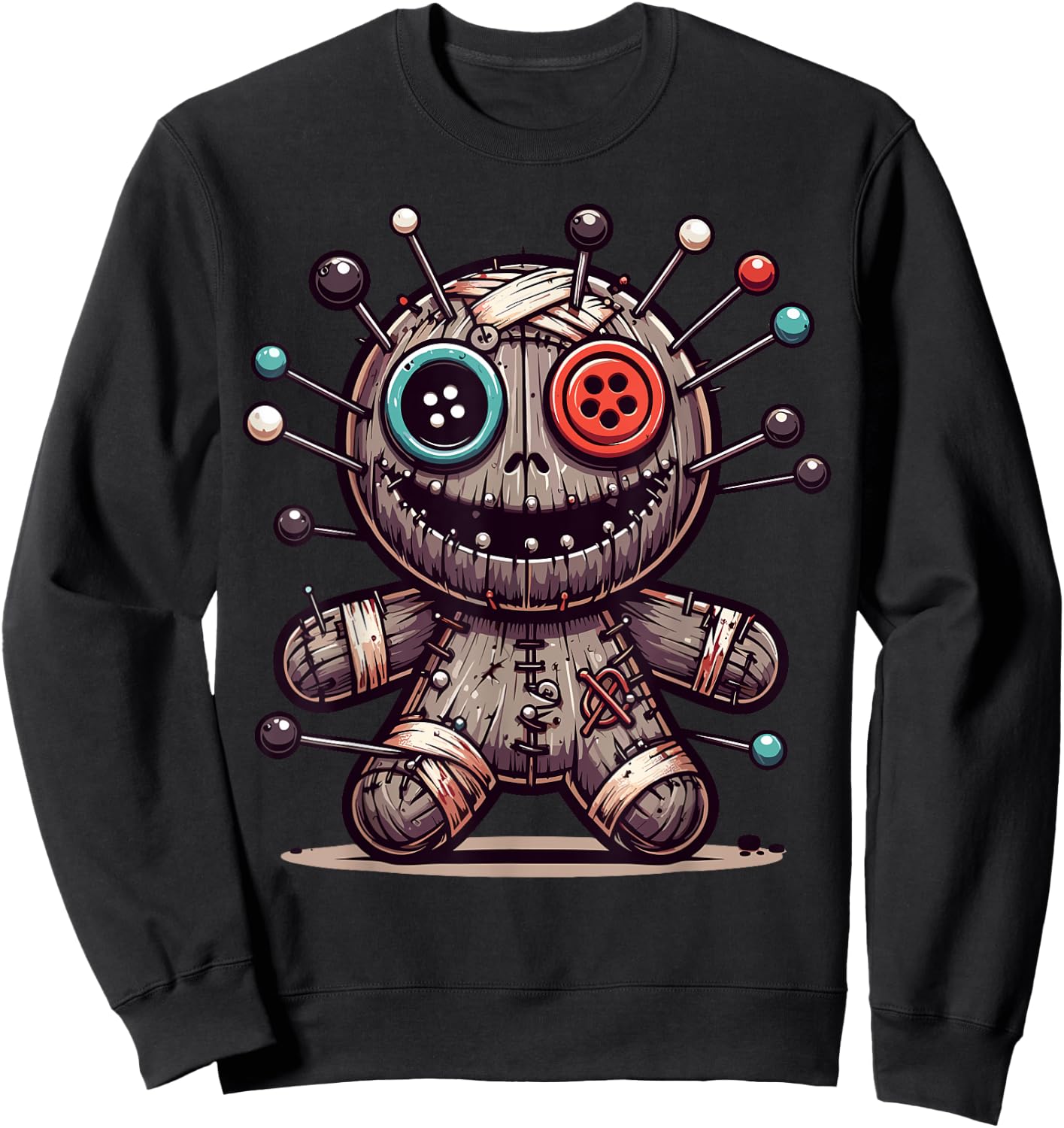 Voodoo Doll Halloween Creepy Sweatshirt - Sweatshirt | Black