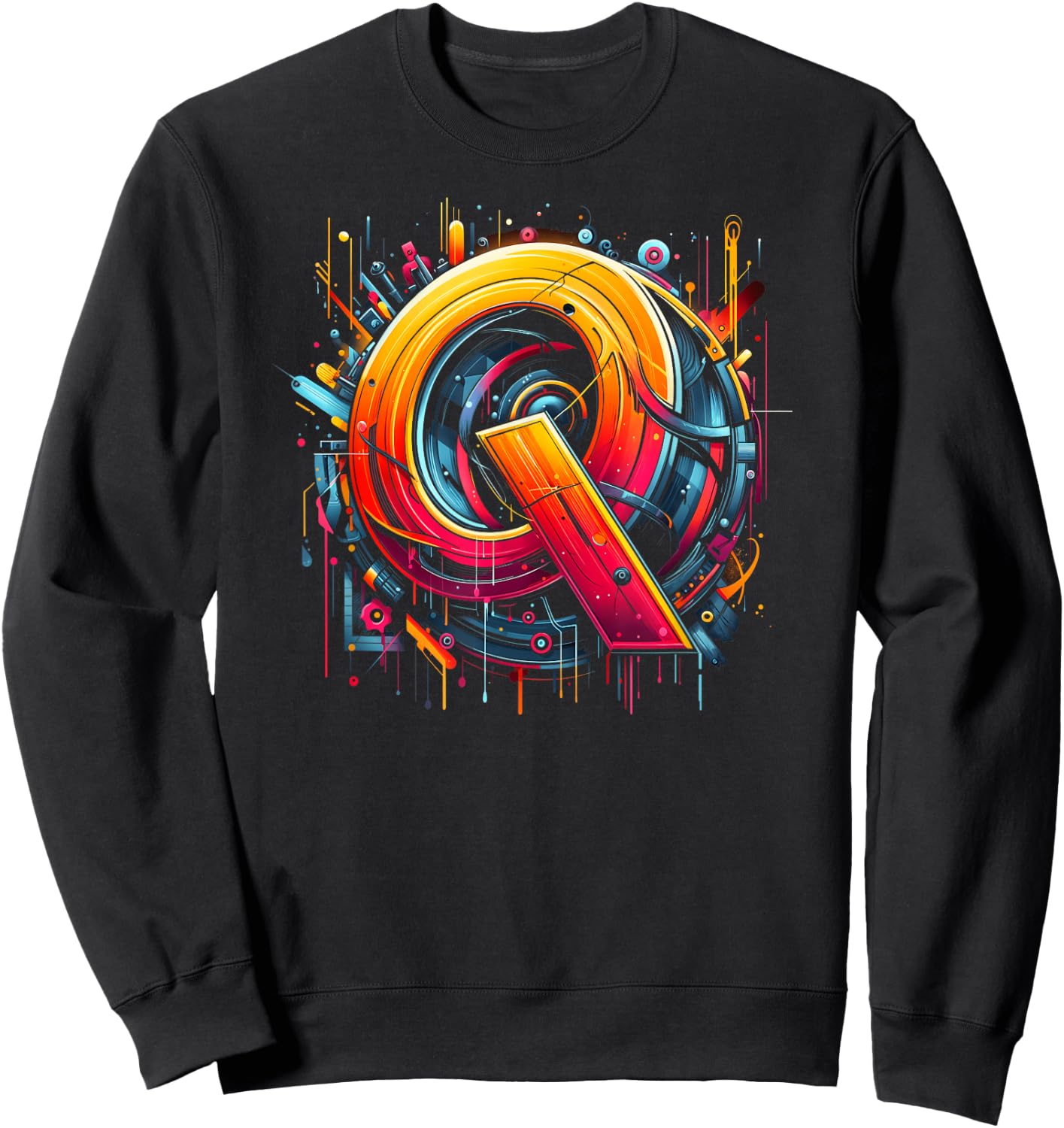 Initial Name Letter Q Alphabet In Graffiti Art Style Sweatshirt - Sweatshirt | Black